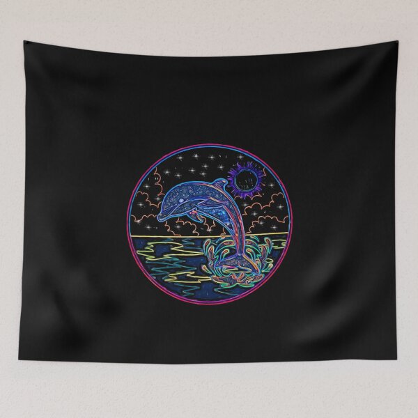 Item preview, Neon dolphin at night designed and sold by umfhn.