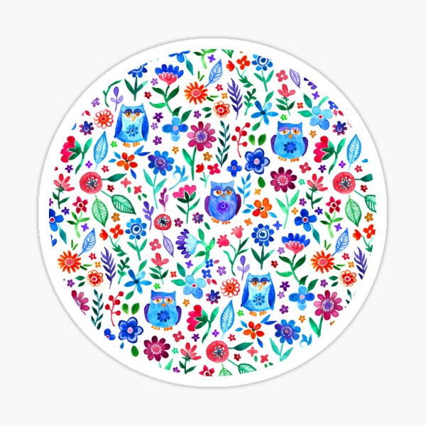 Item preview, Little Owls and Flowers on White designed and sold by micklyn.