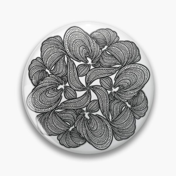 Item preview, Stringy Mandala - Intricate Black and White Digital Illustration - Vibrant and Eye-catching Design for printing on t-shirts, wall art, pillows, phone cases, mugs, tote bags, notebooks and more designed and sold by cherdoodles.
