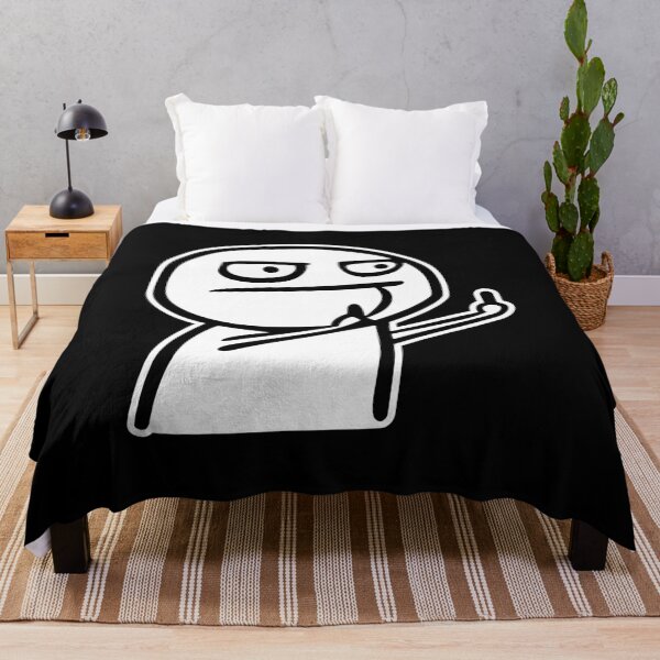 Funny Fuck Middle finger Troll Face Meme Throw Blanket