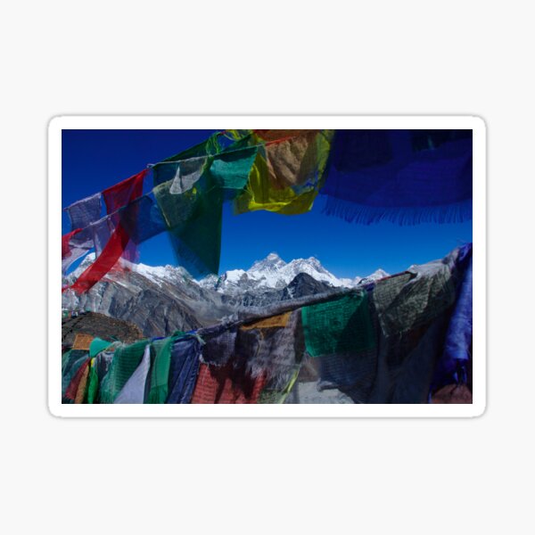 Mount Everest through prayer flags Nepal Sticker