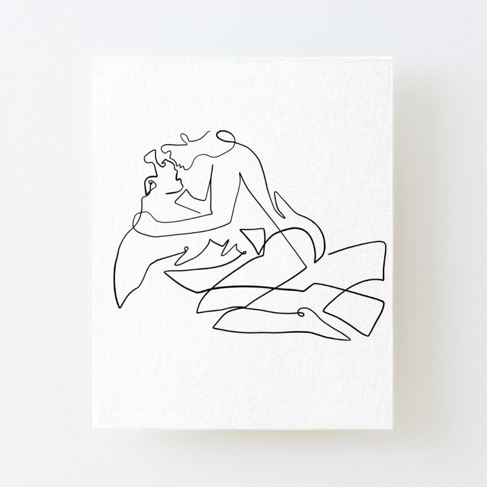 One line erotic couple