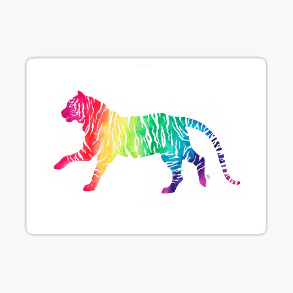 Rainbow stripey tiger art kid's name bag