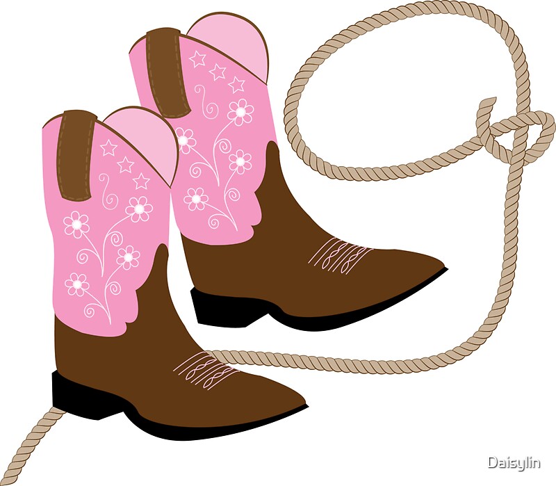 "Girls Pink Cowboy Boots & Lasso Rope" Stickers by Daisylin | Redbubble