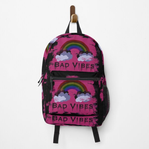 Item preview, Distressed Bad Vibes Dark Retro Rainbow with black and Magenta background designed and sold by Cute Designs Shop.