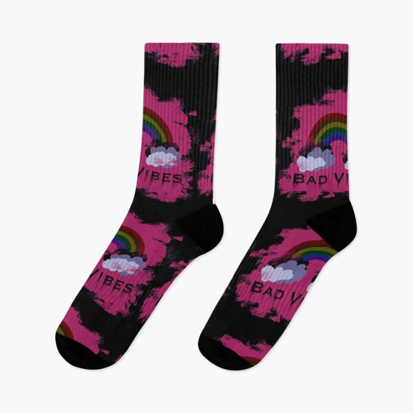 Item preview, Distressed Bad Vibes Dark Retro Rainbow with black and Magenta background  designed and sold by Cute Designs Shop.