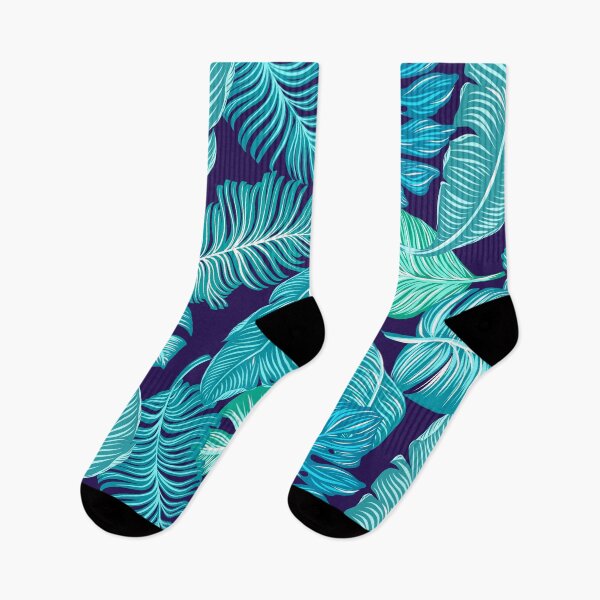 Item preview, Blue Tropical Leaves Pattern designed and sold by ForFunDesigns.
