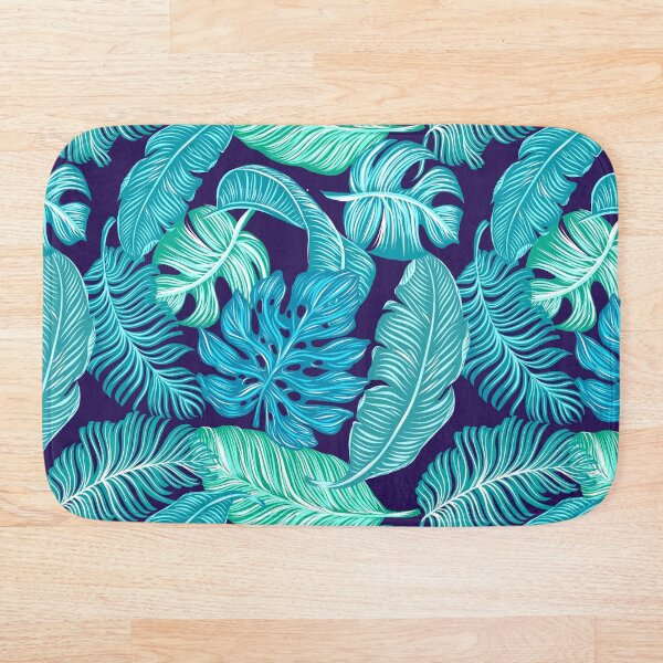 Item preview, Blue Tropical Leaves Pattern designed and sold by ForFunDesigns.