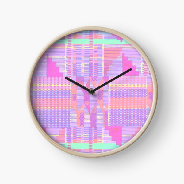 Pastel Pink Kente Clock