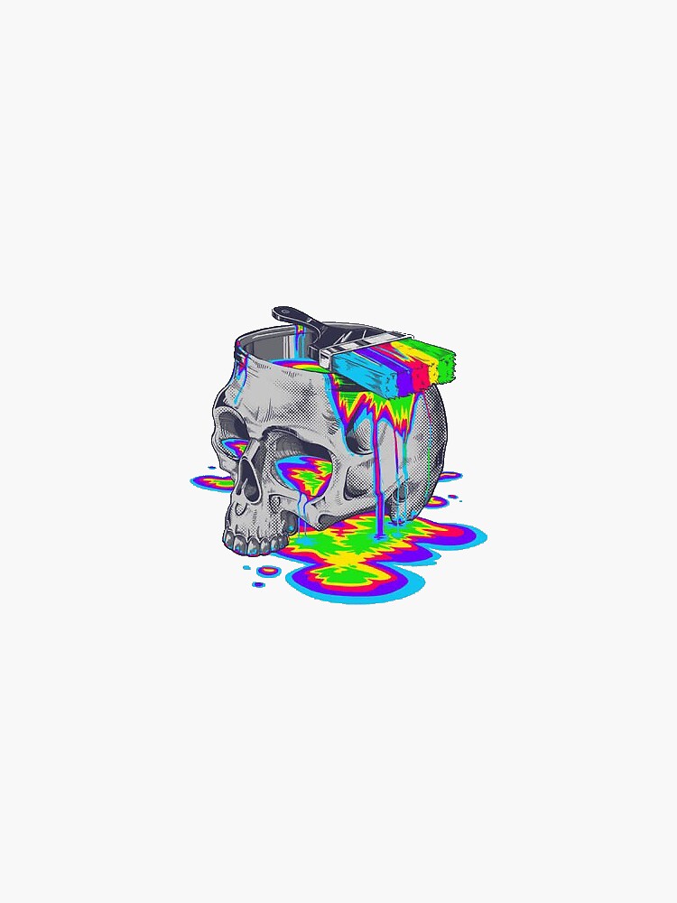 Trippy Colorful Skull Sticker for Sale by Jamest406