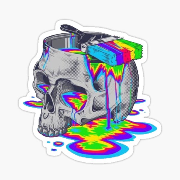 Trippy Colorful Skull Sticker for Sale by Jamest406