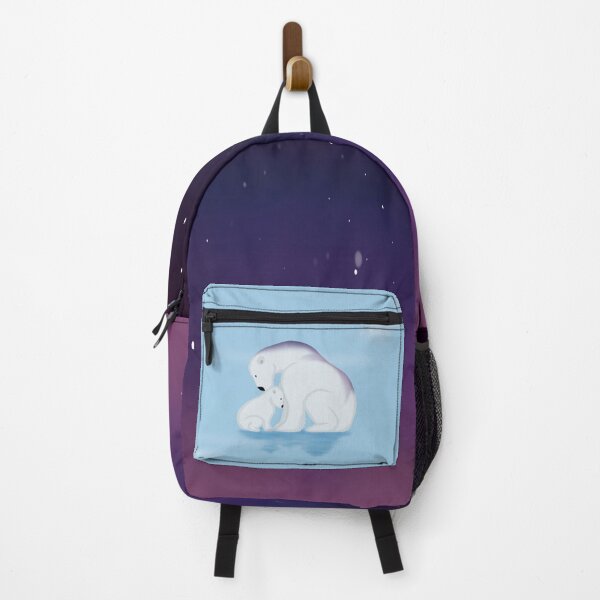 Item preview, Momma polar bear and cub in winter night sky designed and sold by Brushes with Nature.