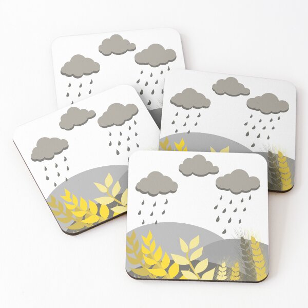 Item preview, Pantone Color Yellow - Ultimate Gray Rain Cloud and Field Landscape Illustration designed and sold by dpeepowl.