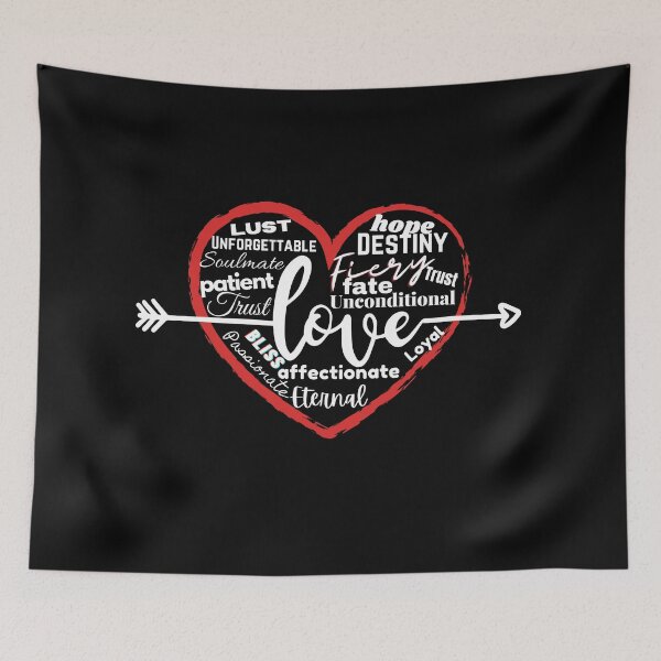 Item preview, Love Word Cloud in Heart with Arrow White Text designed and sold by JEL-Designs.