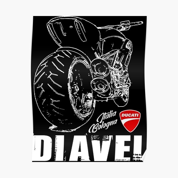 Ducati Diavel - The Devil - T-shirt, sweat à capuche, autocollant, masque Classic Motorrad Italia Poster
