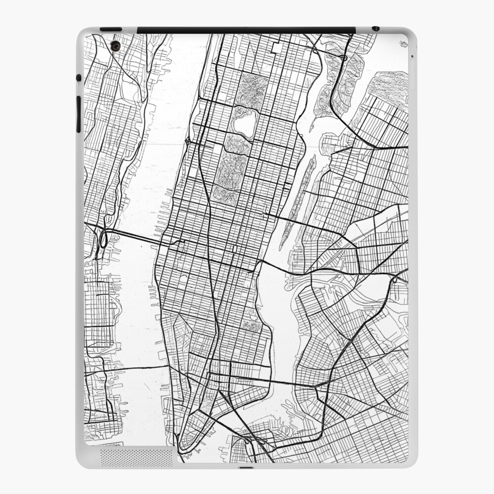 new-york-city-map-manhattan-map-hand-drawn-map-ipad-case-skin-by