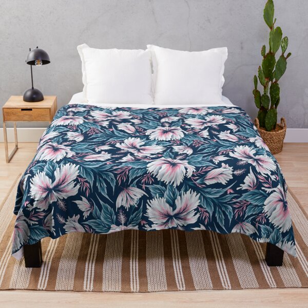 Item preview, Hibiscus Butterflies - Navy Blue Pink designed and sold by Andrea Muller.