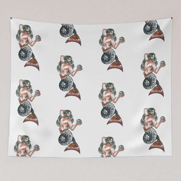 Item preview, Merman tattoo designed and sold by babbyspanch.