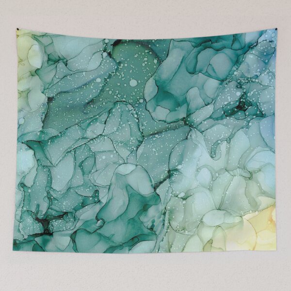 Item preview, Dark Green and tan abstract 221 alcohol ink painting by Herzart designed and sold by herzart.