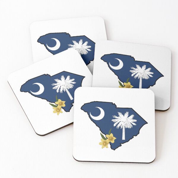 Item preview, State of South Carolina Flag with State Flower Yellow Jessamine designed and sold by Gsallicat.