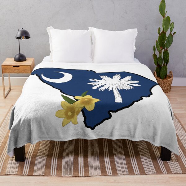 Item preview, State of South Carolina Flag with State Flower Yellow Jessamine designed and sold by Gsallicat.