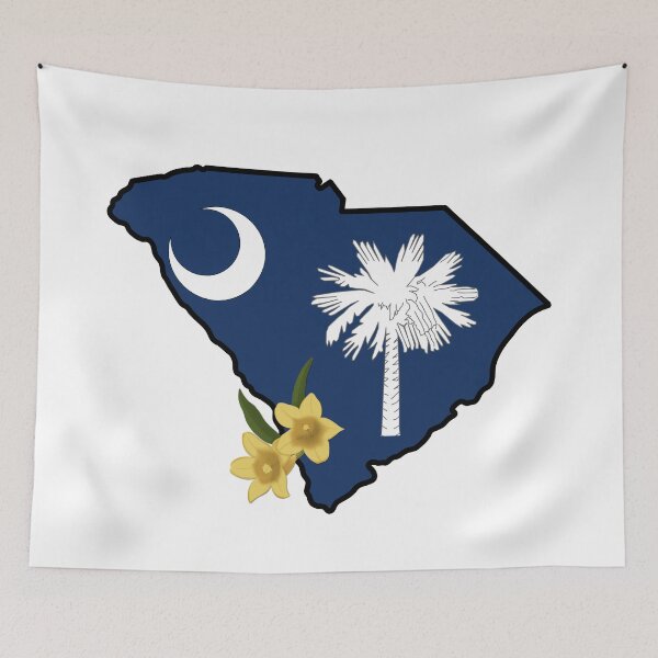 Item preview, State of South Carolina Flag with State Flower Yellow Jessamine designed and sold by Gsallicat.