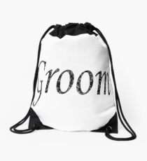 Groom in Silver-Black Paint Drawstring Bag