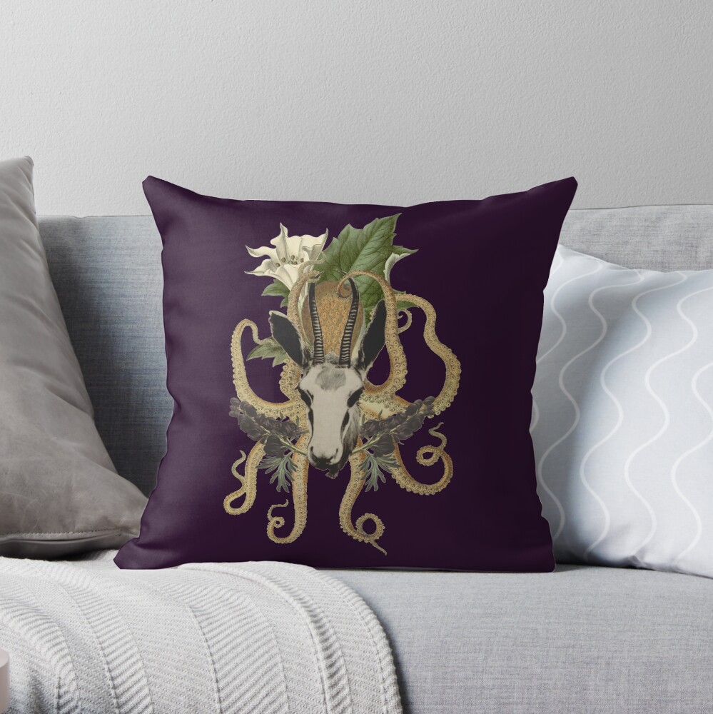 Capra Tentacle (purple) Throw Pillow