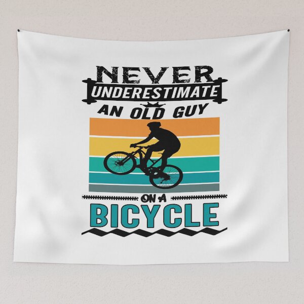 Item preview, Never Underestimate an Old Guy On A Bicycle designed and sold by Artsy Aura ⭐⭐⭐⭐⭐  .