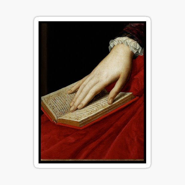 Renaissance old master cropped image, hand on book Sticker
