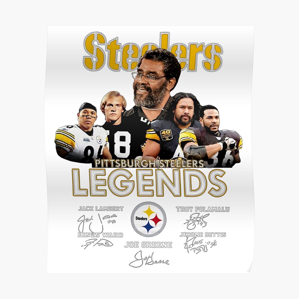 Pïttsbürġh lëġënds Jack lambertroy Polamalu Hines Ward Joe Greene Jerome  bettis Signa' Sticker for Sale by NealLevine