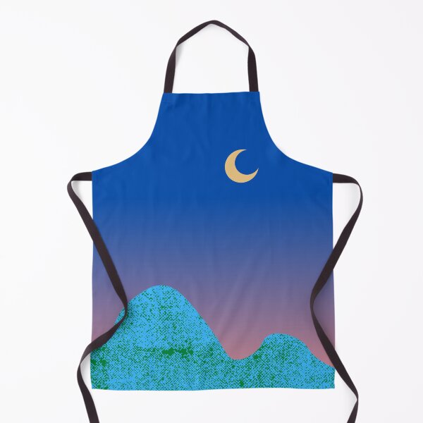 Item preview, Blue and Green Mountain with Crescent Moon in Gradient Evening Sky designed and sold by ShaunSandhu.