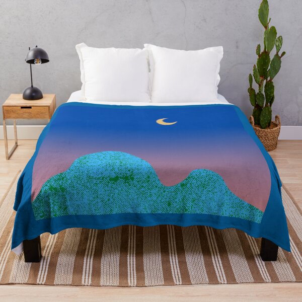 Item preview, Blue and Green Mountain with Crescent Moon in Gradient Evening Sky designed and sold by ShaunSandhu.