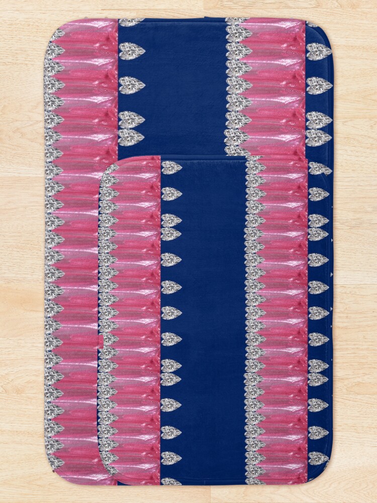 Alternate view of Diamonds, Metallic Pink and Blue print Bath Mat