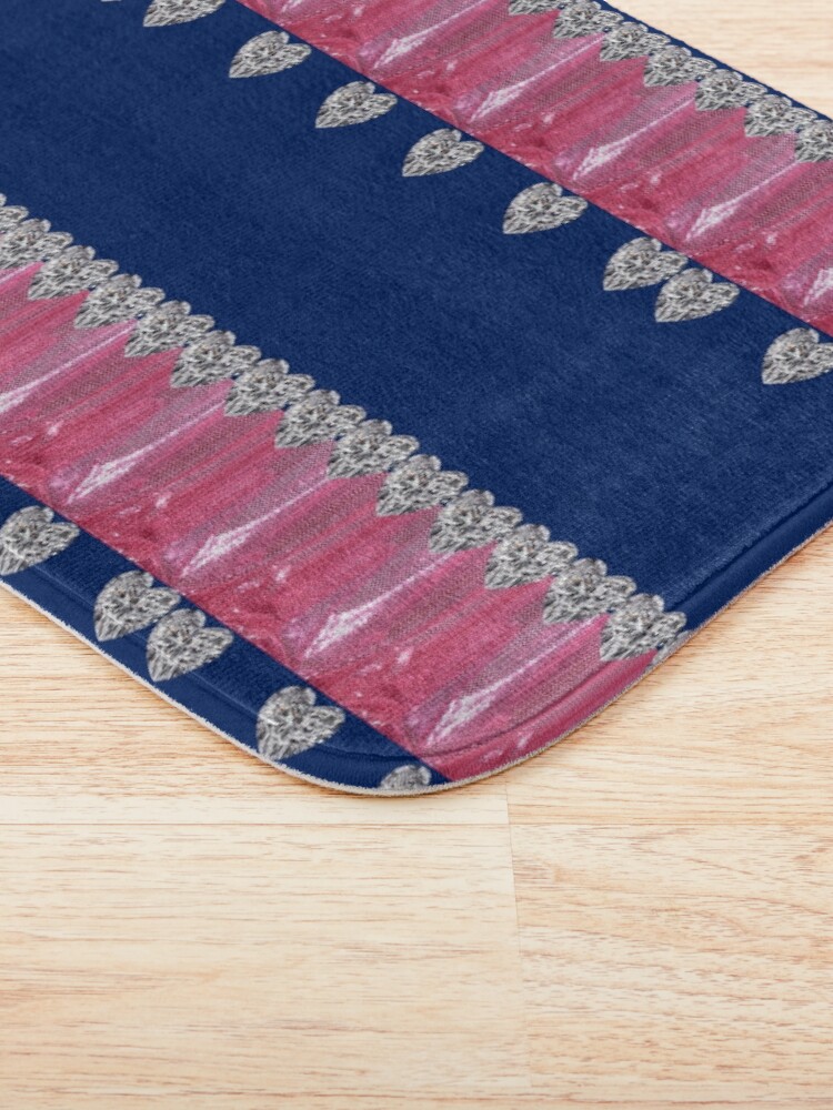 Alternate view of Diamonds, Metallic Pink and Blue print Bath Mat