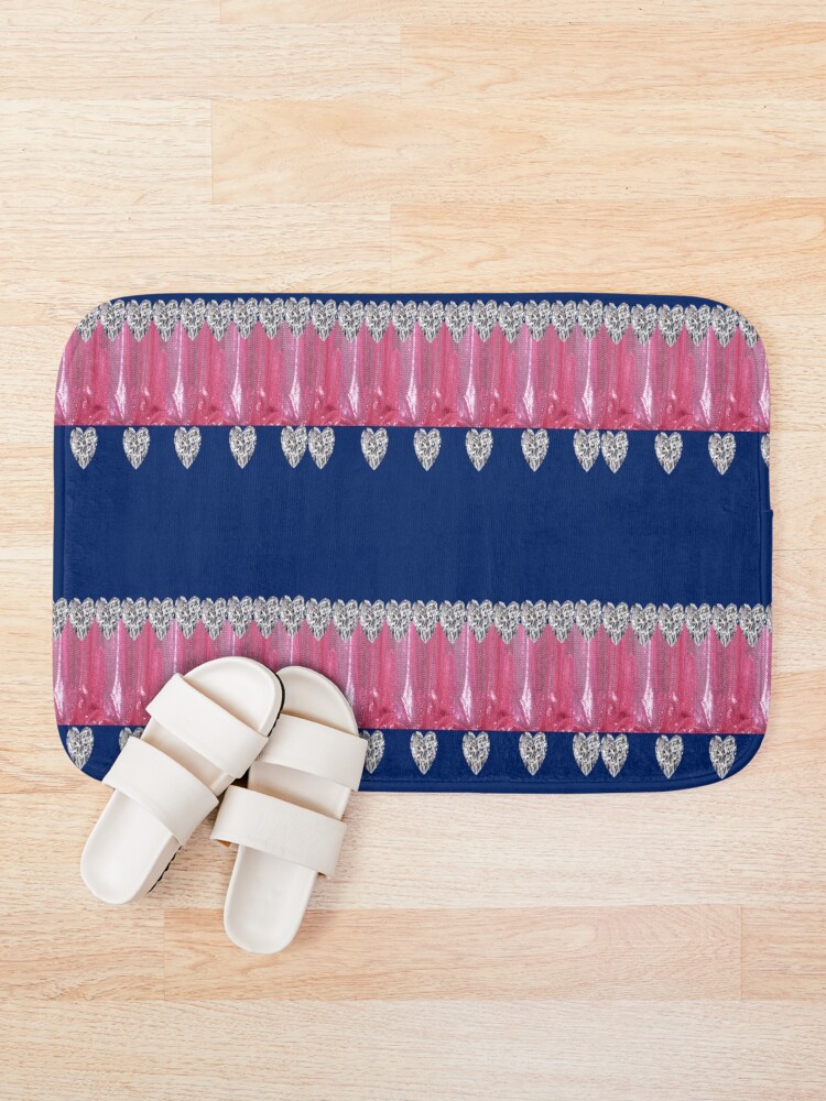 Alternate view of Diamonds, Metallic Pink and Blue print Bath Mat
