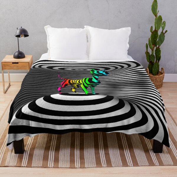 Item preview, Holographic Cat Optical Illusion inside 3D Black and White striped Room. designed and sold by YourIllusion.