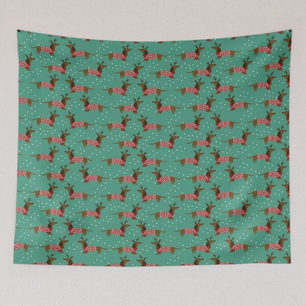 Item preview, Wire Hair Dachshund wiener dog Pattern Sausage Dog Wearing Ugly Christmas Sweater designed and sold by Spaceshipsells.