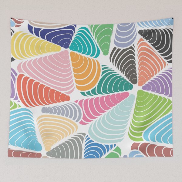 Item preview, Colorful and Vibrant Unique Abstract Swirling Cones Seashell Pattern designed and sold by GeekHeadDesigns.