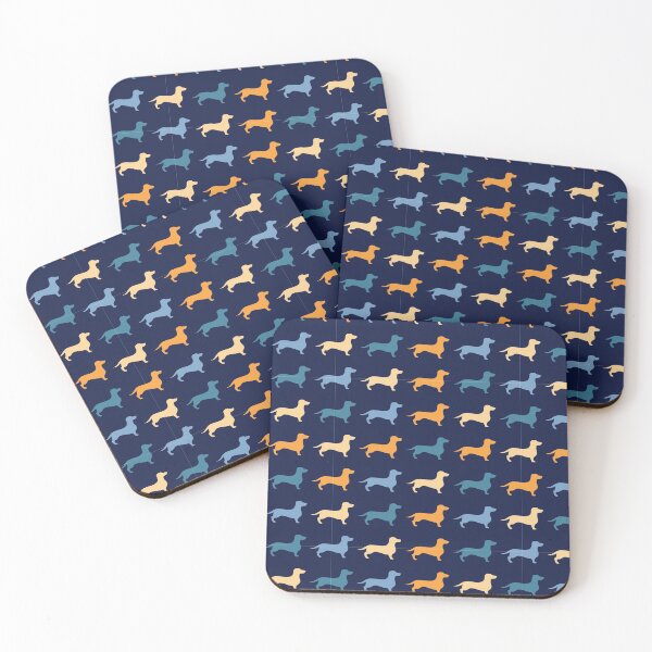 Item preview, Wire Hair Dachshund wiener dog Pattern Sausage Dog Blue designed and sold by Spaceshipsells.