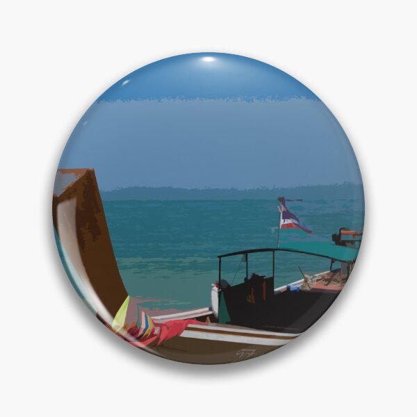 Item preview, Vintage style poster of a long tail boat on Koh Naka island, Phuket, Thailand designed and sold by Kevin Hellon.