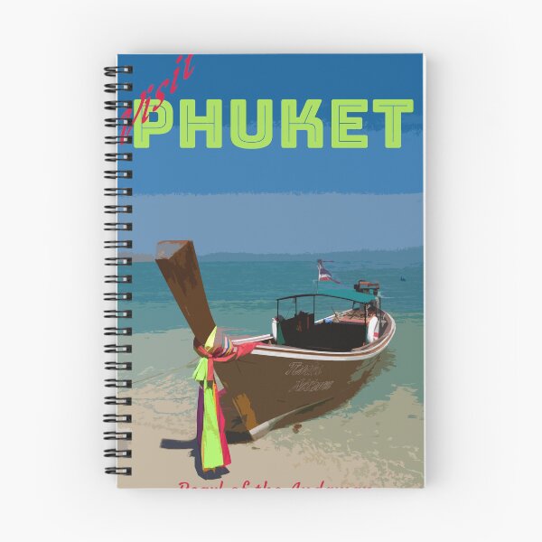 Item preview, Vintage style poster of a long tail boat on Koh Naka island, Phuket, Thailand designed and sold by Kevin Hellon.