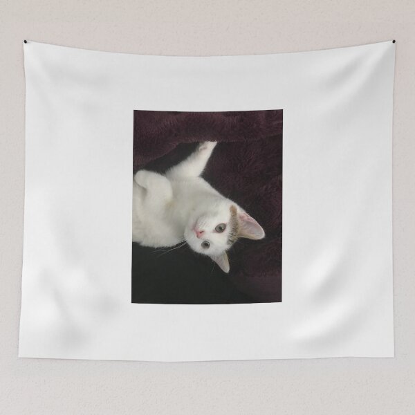 Item preview, White kitten in purple blanket designed and sold by Ericasilvers.