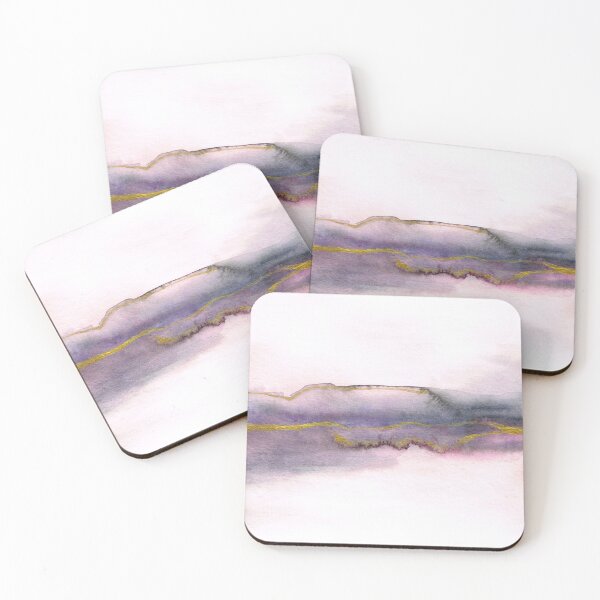 Item preview, Pink Black Gold Abstract Landscape Watercolour designed and sold by Anne-Marie Bloor.