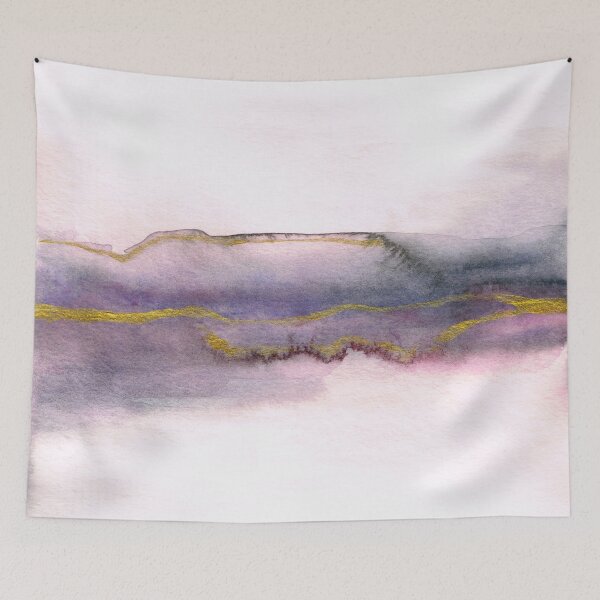 Item preview, Pink Black Gold Abstract Landscape Watercolour designed and sold by Anne-Marie Bloor.
