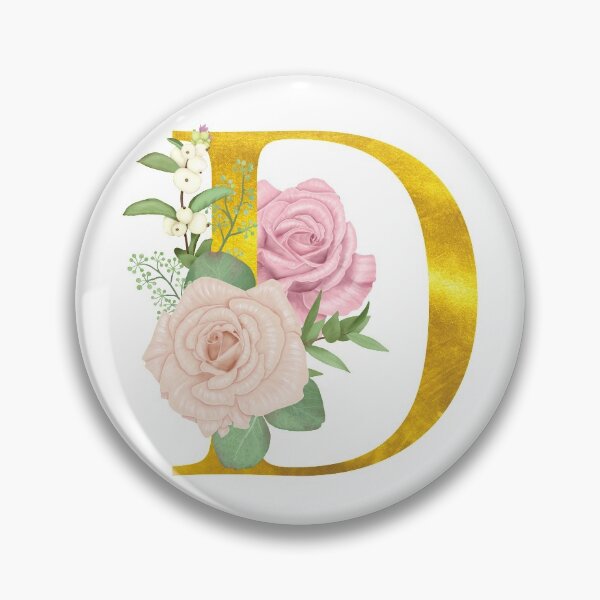 Item preview, Gold & Pink Floral Monogram D designed and sold by adortopia.