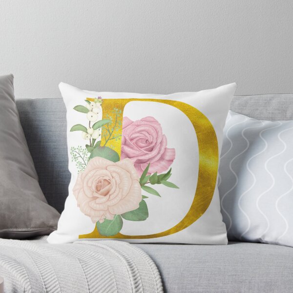 Item preview, Gold & Pink Floral Monogram D designed and sold by adortopia.