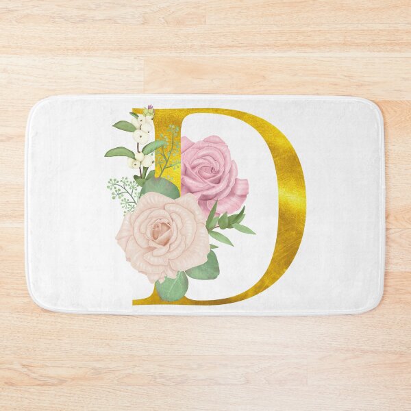 Item preview, Gold & Pink Floral Monogram D designed and sold by adortopia.