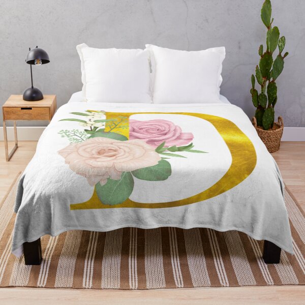Item preview, Gold & Pink Floral Monogram D designed and sold by adortopia.