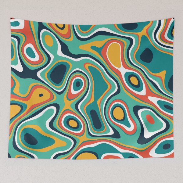 Item preview, Psychedelic Abstract Colorful Wavey Shapes Pattern designed and sold by GeekHeadDesigns.